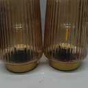 Battery Operated Lamp with Timer, Set of 2 Small Cozy Table Lamp Decorative Ambient Glass Lamp for Bedside & Home Decor, Aesthetic Cordless Battery Powered Accent Lamp for Living Room Shelf, Amber