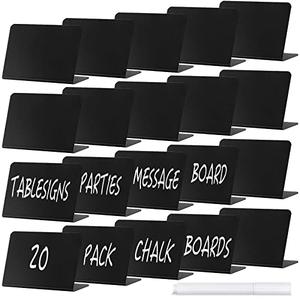 20 Pack Mini Chalkboard Signs for Food, ALOTCHE Tabletop Chalkboard Labels L-Shaped Rustic Tabletop Buffet Table Signs for Weddings, Birthday Parties, Message Board Signs, Bakery and Retail