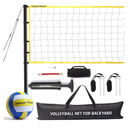 Forever Champ Volleyball Net for Backyard, Beach, Home, Includes 32x3 Ft Regulation Size Net, 8.5-Inch PU Volleyball, Carrying Bag, Boundary Lines, Steel Poles & Pump, Portable Volleyball Net Outdoor