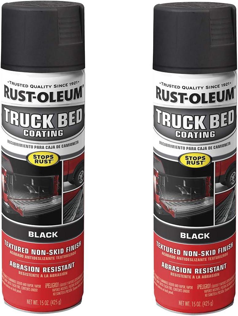 Rust-Oleum 248914-2PK Truck Bed Coating Spray Paint, 15 oz, Black, 2 Pack