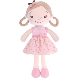 GAGAKU Soft Baby Doll Toys (16'') for Girls, My First Baby Rag Dolls for 1 Year Old Girl Birthday Gift Plush Doll Toys Machine Washable Baby Doll for Toddler Kids Infants - Cherry Girl