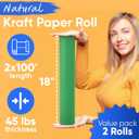 18" x 1200" (100 ft) Green Kraft Paper Roll (Value Pack of 2), Made in USA