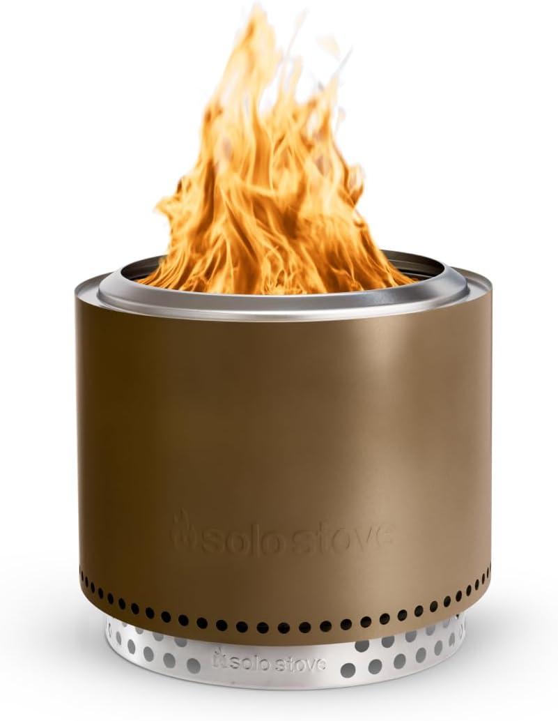 Solo Stove Bonfire with Stand | 19.5" Smokeless Fire Pit, Removable Ash Pan | Portable Stainless Steel Wood Burning Outdoor Fireplace, Ideal for 46 People, 21.75 lbs, Bronze
