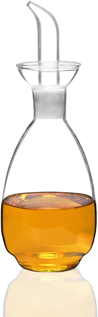 Affogato Glass Oil Bottle with Spout, Olive Oil Dispenser Vinegar Drizzler Pourer Stopper Pot, Soy Sauce Vinegar Cruet Non Drip Heat-Resistant for Cooking Kitchen Restaurant BBQ (20 oz)