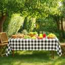 6 Packs Gingham Tablecloth Black and White Checkered Tablecloths 54 x 108 Inches Disposable Plastic Gingham Tablecovers Waterproof Rectangle Picnic Table Covers for Birthday Party Supplies