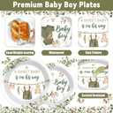 200Pcs Greenery Baby Shower Plates and Napkins Decoration Sage Green Party Tableware Dinnerware Set A Sweet Baby Is On His Way Paper Plates for Baby Gender Reveal Party Supplies Serves 50