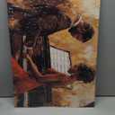 QIXIANG Black Jazz Music Wall Art African American Canvas Prints Black Couple Playing the Piano Pictures Musical Instruments Painting Decor Frame(Brown,16L x 24W)