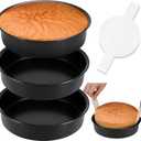 8 Inch Cake Pan, Premium Round Cake Pans Set of 3, Durable Circle Cake Pan with 100 Pieces Parchment Paper, Non-Toxic & Healthy Deep Cake Baking Pans Tins for Birthday Christmas, Dishwasher Safe
