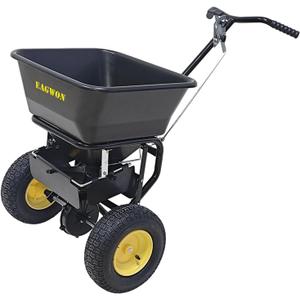 Salt Spreader, Walk-Behind Push Broadcast Spreader - Commercial All Season, 100 Lb Capacity, 13 In All-Terrain Pneumatic Tires, Grate/Cover/Enclosed Gearbox, for Seed/Fertilizer/Salt/Snow Melt