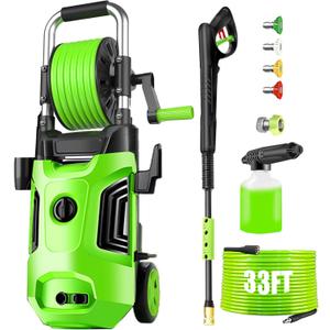 Electric Pressure Washer 4800 PSI 4.0 GPM Power Washers Electric Powered with with 33ft Pressure Hose, 4 Nozzle and Foam Cannon, Powerwashers for Home, Cars, Patio, Upgraded Light Green