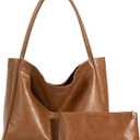 VOCUS Tote Bag for Women 2Pcs Large Casual PU Weekender Bag Soft Vegan Leather Shoulder Hobo Handbag Purse Travel Oversize