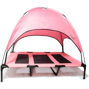 Midlee Pink Dog Cot Bed with Canopy (Large)- 30" x 36"