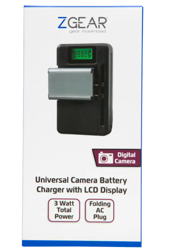 ZGEAR - Universal Camera Battery Charger W/LCD Charge Display
