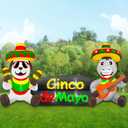 TURNMEON 8 FT Long Cinco De Mayo Inflatables Donkey and Puppy Outdoor Decorations, Mexican Party May 5 Fiesta Banner Taco Sombreros Maracas Guitar Built-in LED Blow Up Decorations for Yard Garden Lawn