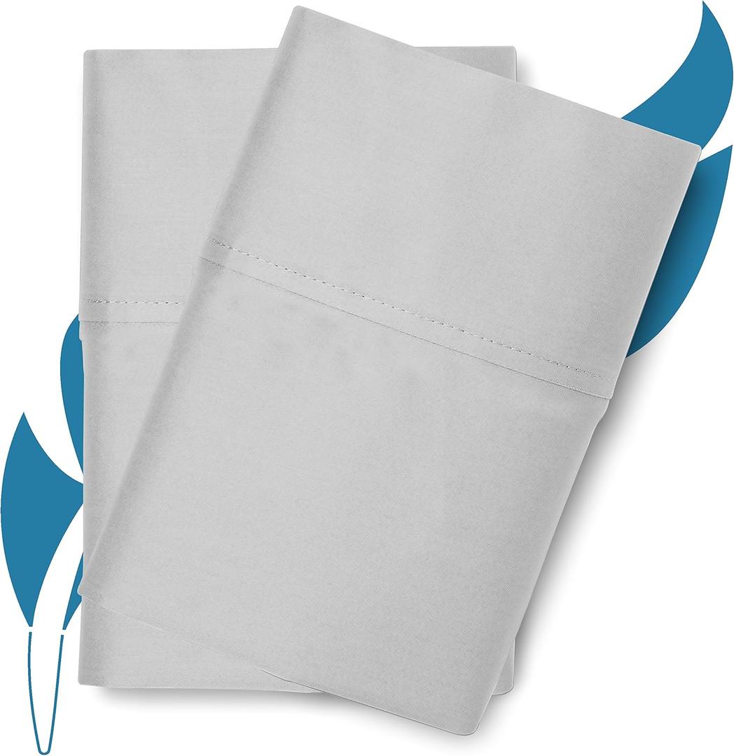 Ashton Sheets Luxury Egyptian Cotton Standard/Queen Pillow Cases Set of 2-800 Thread Count Standard/Queen Pillowcases, Sateen Weave Cooling Pillowcase for Standard/Queen Pillows - Silver Grey