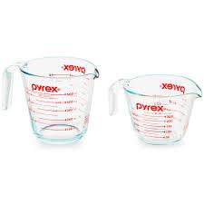 Pyrex Essentials (2Pack) Glass Measuring Cups Set, (1 & 2 Cup) Measuring Cups For Prepping, Baking and Cooking, Preheated Oven, Dishwasher, Freezer, and Microwave Safe