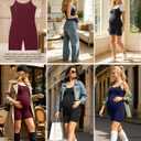 3 Pack Women's Maternity Bodysuits Pregnancy Yoga Workout Jumpsuits Casual Tank Top Shorts Rompers (L)