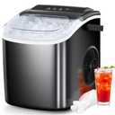 COWSAR Ice Maker Countertop, Portable Ice Machine with Self-Cleaning, 26.5lbs/24Hrs, 9 Bullet Ice Cubes in 6 Mins, Ice Basket and Scoop, Ideal for Home, Kitchen, Bar, Camping (Black)