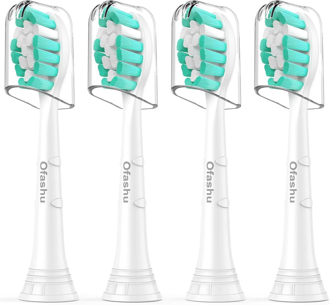 Electric Toothbrush Replacement Heads Compatible with Philips Sonicare ProtectiveClean 2 Series Plaque Control 4100 5100 6100 9024 6064, White, 4 Sonic Brush Head (White-light Green)
