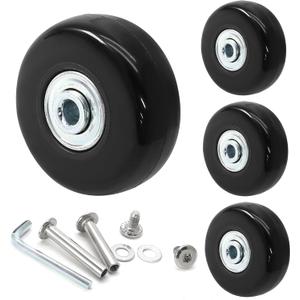 4pcs 50 x 18mm Luggage Wheels Replacement, Black Rubber Suitcase Wheels Replacement Repair Kit, Smooth Luggage Replacement Parts for Carry-on Roller Bag, Suitcase Bag, Trolley Bag