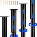 4 PCS Adjustable Height Bed Support Legs [with 18PCS Screws] for Bed Frame/Bed Center Slat, Heavy Duty Furniture Replacement Legs 7.08-12.2 inch for Sofa/Cabinet/Couch/Dresser/Table (Black)