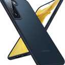 TORRAS Shockproof Galaxy S22 Case, [Military Grade Drop Tested] Translucent Matte Hard Back & Soft Edge Slim Protective for Samsung S22 Case Guardian Series, Black (Blue)