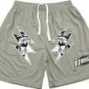 DIOTSR Mens Retro Lightning Graphic Shorts Casual Streetwear Basketball Shorts Athletic Running Shorts with Pockets (Large)