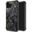DJSOK Case for iPhone 11 Pro Max,Luxury Pattern Design Shockproof Rugged Cover,Cases for Man Woman-Classic Black Natural Marble Pattern