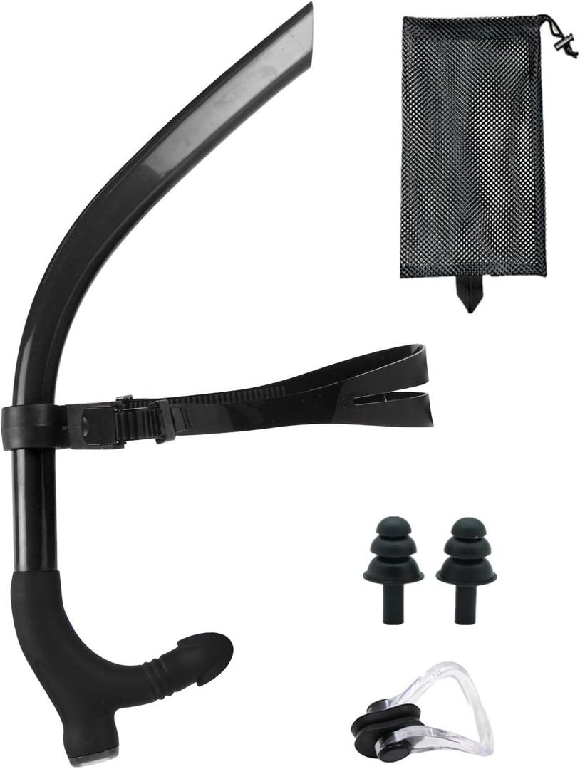 Snorkel Swim Training Practice Freestyle Learn to Swim for Pool Swimming and Open Water Snorkeling (Black)