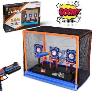 Electronic Shooting Target Scoring Auto Reset Digital Targets for Nerf Guns Toys with a Support Cage & Net, Christmas Birthday Gifts Toy for Kids-Boys & Girls