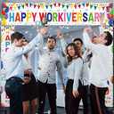 3 Pcs Happy Workiversary Party Banner We Appreciate Thank You for All You Do Backdrop Iridescent Work Anniversary Party Decor for Outdoor Men Women Office Employee Worker Appreciation