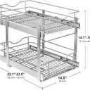 2 Tier Pull Out Cabinet Organizer,(14"W x 22" D) Soft Close Slide Out Drawer For Kitchen Base Cabinet, Individual Pull Out Shelf, Roll Out Pantry Organization, 22 Inch Deep