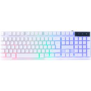 Orzly White Gaming Keyboard RGB USB Wired Rainbow Keyboard Designed for PC Gamers, PS4, PS5, Laptop, Xbox, Nintendo Switch, RX-250 Hornet Edition