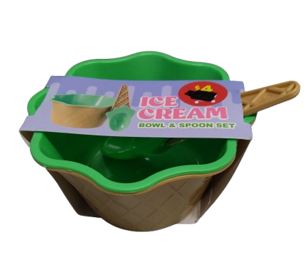 Ceramic Ice Bowl With Spoon, Plastic, Pack of 6
