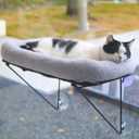 Zakkart Cat Window Perch - 100% Metal Supported from Below - Comes with Warm Spacious Pet Bed - Cat Window Hammock for Large Cats & Kittens - for Sunbathing, Napping & Overlooking (Grey)