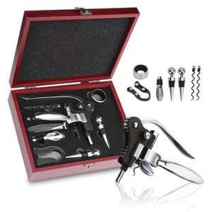 Bottle Opener Gift Set - 8 PCS Corkscrew Opener with Wood Case, Stainless Steel Opener Kit for Birthdays & Weddings