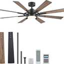 VONLUCE 60'' Ceiling Fan with Light, Farmhouse Ceiling Fan and Dual Remote, Black Large Blade Ceiling Fan for Living Room, Remote & Wall Control, 3CCT, Full-spectrum, 6-Speed, Quiet Reversible DC Motor