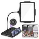 Large 5X Rechargeable Magnifying Glass with Light and Stand, 50 LED Flexible Gooseneck Hands Free Magnifying Desk Lamp,Full Large Page Magnifier for Reading,Sewing,Crafts,Painting,DIY, Black