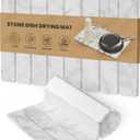 CHROME CLUB Stone Drying Mat for Kitchen Counter - Collapsible Diatomaceous Earth Dish Drying Stone - Fast Absorbent Stone Dish Drying Mat for Dishes and Pots (White Marble)