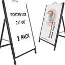 Heavy-Duty A Frame Sidewalk Sign 24x36 Inch Sandwich Board,Outdoor Poster Stand Portable Folding Store Advertising Display Stand, Black 2 PackFrame Only