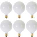 KOR (Pack of 10) G16.5 White Finsh Decorative (E12) Candelabra Base Globe Shape Incandescent 120V G16 1/2 Light Bulbs, Size: 25W - 120V