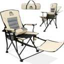 Reclining Camping Chairs with Footrest Folding Lounge Chair Support 400 LBS, 160 Degrees Adjustable Backrest Camp Chair with Lumbar Pillow Padded Beach Chairs for Adults