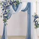 MISSPIN Blue Artificial Wedding Arch Flowers with Drapes Kit-Pack of 5, 2pcs Hanging Flower Arrangement 3pcs Hanging Sheer Drapes for Ceremony Reception Arbor Backdrop Floral Party Outdoor Decorations