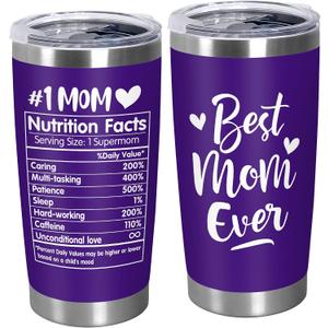 TEEZWONDER Birthday Gifts for Mom from Daughter Son - Best Mom Ever Stainless Steel Insulated Coffee Tumbler with Lid 20 oz - Mothers Day Birthday Gifts for Moms Mama Mother in Law Stepmom