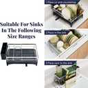 Dish Drying Rack, 304 Stainless Steel Dish Racks for Kitchen Counter with Cutlery Holder & Sponge Holder, Large Dish Drainer with Removable Drainboard, 11.8''W x 16.7''L (Stainless Steel)