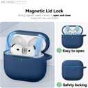 for AirPods 4 Case 2024 Come with Cleaner Kit,Soft Silicone Protective Cover for Apple AirPods 4th Generation Cases with Keychain,Compatible with AirPod 4 Case for Women Men-Magnetic Blue