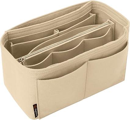 OMYSTYLE Purse Organizer Insert, Felt Tote Bag Organizer Insert with 5 Sizes, Handbag Dividers for Inside Purse, Compatible with Longchamp, Neverful, Speedy and More, Beige