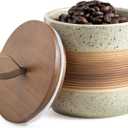 Miamolo Ceramic Jar with Lid Airtight, Coffee Container Kitchen Food Storage Jars for Spice Sugar Tea Bag, Stackable Decorative Jars for Countertop, 18 fl.oz (Beige)