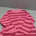 LAMISSCHE Oversized Womens Lounge Set Striped Sweater Set Long Sleeve 2 Piece Pajama Set Top and Pants with Pockets (Small, Hot Pink)