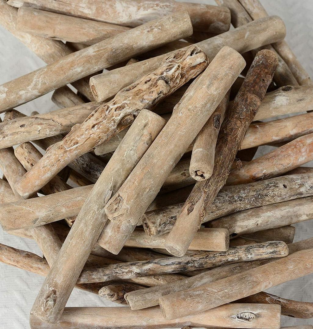 Natural Looking Wood Pieces in Driftwood Finish, 3-6 Inches Long, 1.1 Pound, Vase and Bowl Fillers